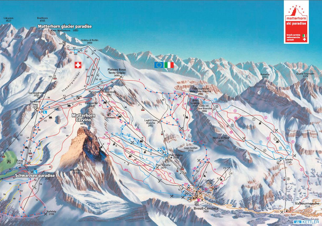 Alpine Objectives Breuil Cervinia Aosta Italy Early Season Skiing 